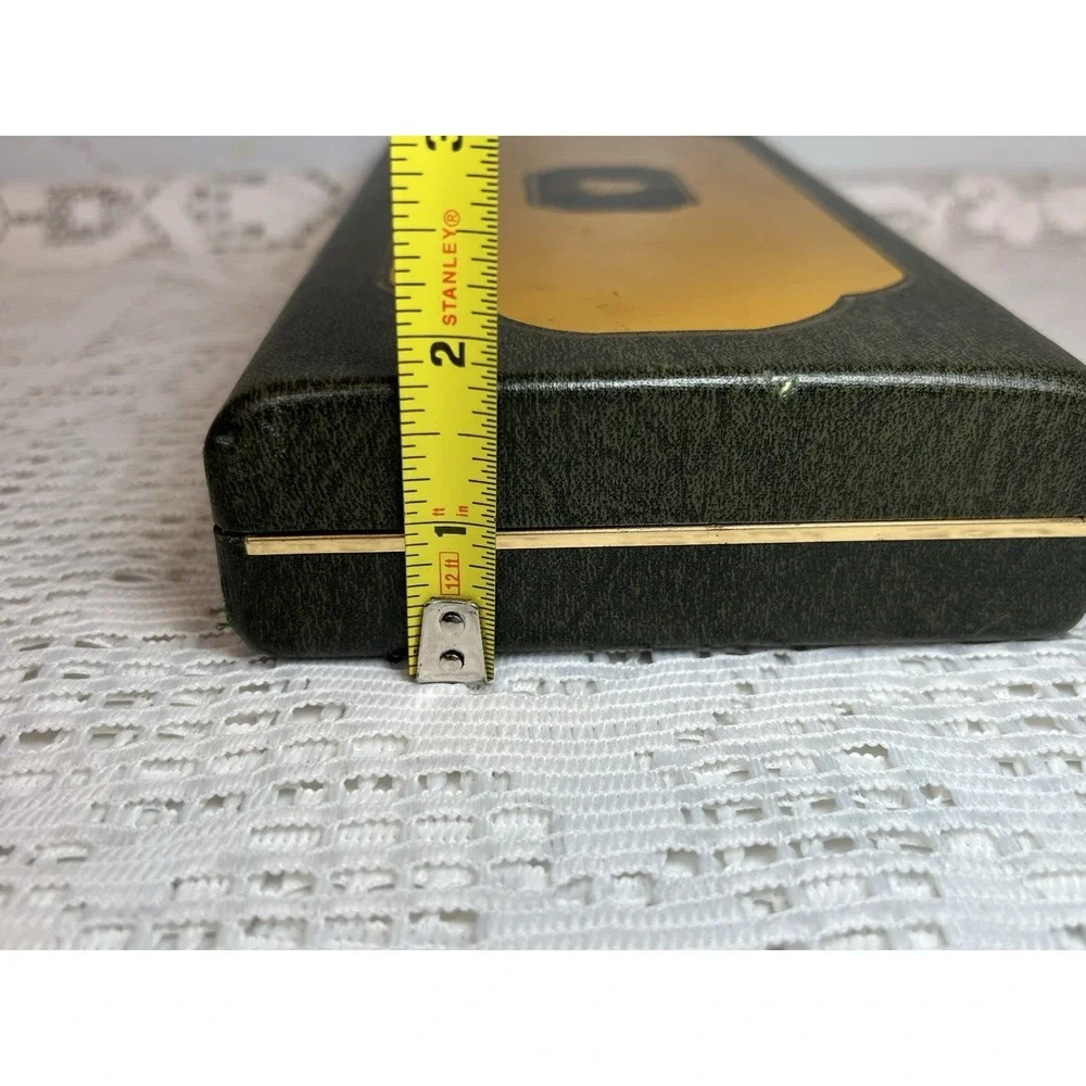 Vintage Dante‎ Men's Valet Jewelry Box Faux Leather Gold Crest Mid-Century